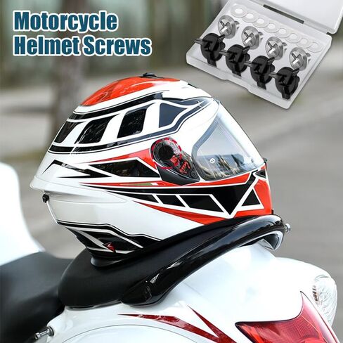 8PCS Motorcycle Helmet Screws, Helmet Visor Screws with Rubber Washers, Universal Motorcycle Helmet Accessories (Black, Silver) in Kuwait