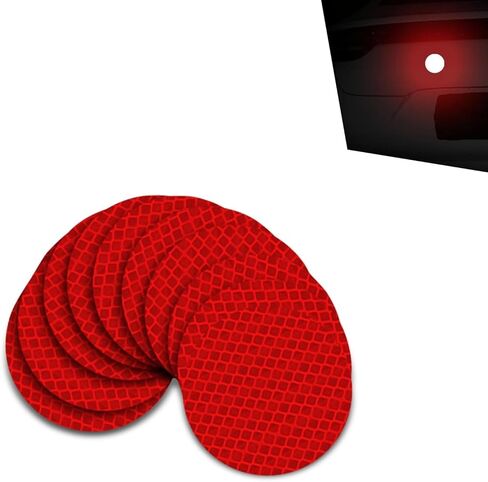 10 PCS Tail Light Reflective Sticker, 1.96" Round Safety Warning Sticker with High Visibility, Waterproof Self-adhesive Reflector, Universal Exterior Accessories (Fluorescence Red) in Saudi Arabia