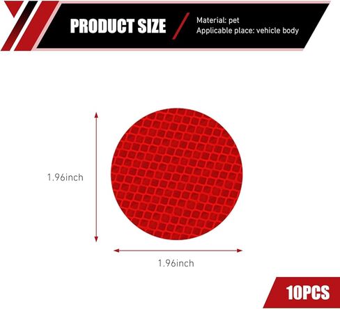 10 PCS Tail Light Reflective Sticker, 1.96" Round Safety Warning Sticker with High Visibility, Waterproof Self-adhesive Reflector, Universal Exterior Accessories (Fluorescence Red) in Saudi Arabia
