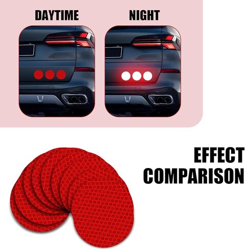 10 PCS Tail Light Reflective Sticker, 1.96" Round Safety Warning Sticker with High Visibility, Waterproof Self-adhesive Reflector, Universal Exterior Accessories (Fluorescence Red) in Saudi Arabia