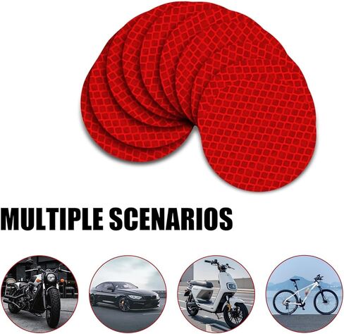 10 PCS Tail Light Reflective Sticker, 1.96" Round Safety Warning Sticker with High Visibility, Waterproof Self-adhesive Reflector, Universal Exterior Accessories (Fluorescence Red) in Saudi Arabia