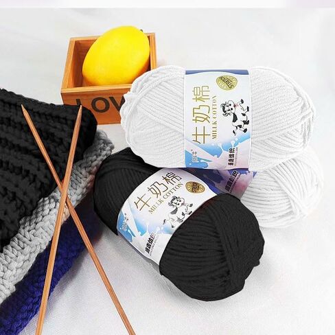 Cotton Yarn, 1.76oz, Soft Yarn for Knitting and Crocheting, 1 Pack Yarn for Crafts Black in Saudi Arabia