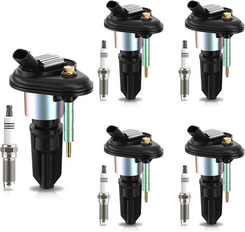 Set of 5 Ignition Coil Pack and Iridium Spark Plugs Compatible with Chevy Colorado GMC Canyon Hummer H3 Isuzu i280 i290 i350 i370 2004 2005 2006 2007 2008 2.9L 3.5L 3.7L l4 l5 Replaces UF303 41-103 in Saudi Arabia