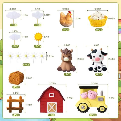19Pcs Farm Animals Cake Topper Farm Animals Cake Decorations for Farm Themed Birthday Party Supplies in Saudi Arabia