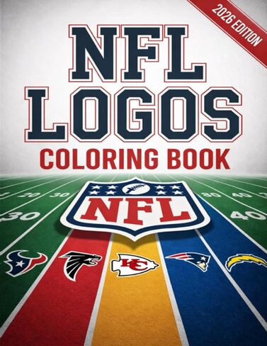 كتاب تلوين شعارات NFL: 32 شعارًا لكرة القدم الأمريكية للتلوين مع التوافه الممتعة، تصميمات سهلة للأطفال والمراهقين ومشجعي كرة القدم، هدية مثالية لمحبي الرياضة in Kuwait