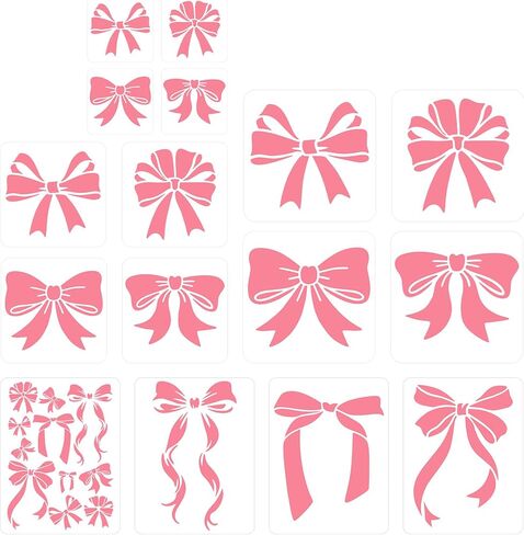 16 Reusable Bow Stencils, 4 Sizes Bow Templates for Painting, bowknot Lace Ribbon stencil stuff, bowtie fabric stencils on Doormat, Paper, Wall, Wood, Fabric, DIY Projects Plastic 3"/6"/10"/11" in Saudi Arabia