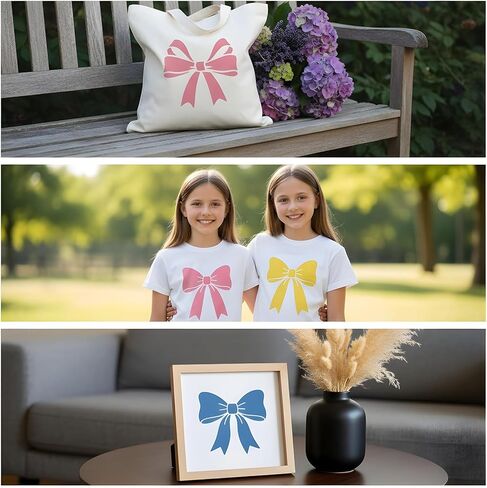 16 Reusable Bow Stencils, 4 Sizes Bow Templates for Painting, bowknot Lace Ribbon stencil stuff, bowtie fabric stencils on Doormat, Paper, Wall, Wood, Fabric, DIY Projects Plastic 3"/6"/10"/11" in Saudi Arabia