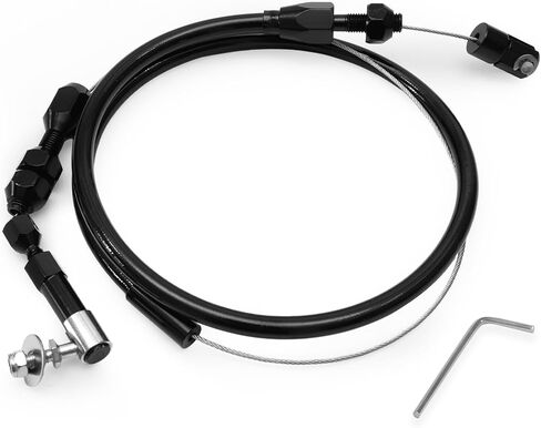 24 Inch Universal Throttle Cable, Stainless Steel Braided Cover, Aluminum Fitting, Adjustable Accelerator Cable with Locking Kit Black in Saudi Arabia