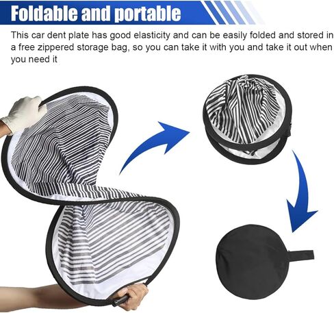 Car Dent Repair Reflector Board, Flexible Foldable Striped Dents Detection Panel, Portable Automotive Dent Remover Tool for Vehicle Door Scratch and Hail Damage (25CM/9.8IN) in Saudi Arabia