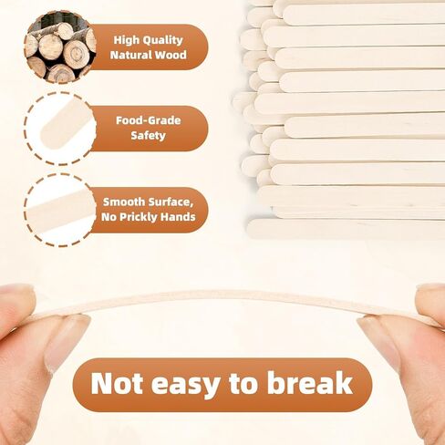 1500 Pcs 4.5 Inch Natural Wood Craft Sticks, Food Grade Popsicle Sticks with Smooth Rounded Edges, Ice Cream Sticks, DIY Crafts, Hair Removal and Waxing Supplies in Saudi Arabia