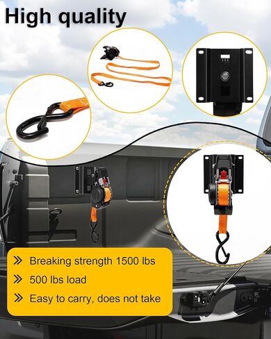 Dual-Pivot Retractable Truck Bed Ratchet Straps for Ford F150, Compatible with 2015-2025 Ford F-150 F250 F350 F450 (2Pcs) in Saudi Arabia
