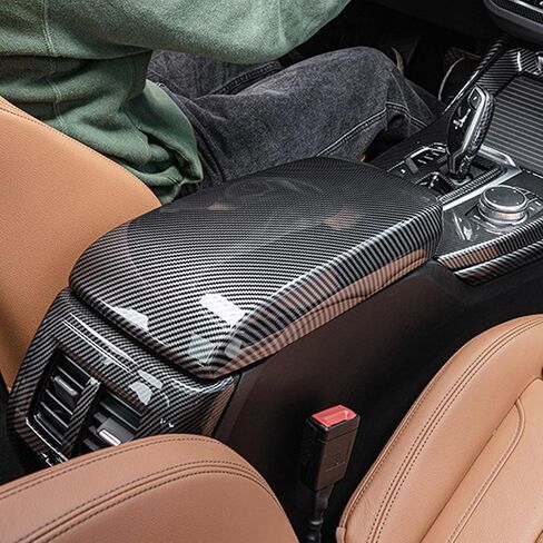 x xotic tech Car Interior Center Armrest Box Cover, Carbon Fiber Pattern Console Storage Box Protect Covers Trim Accessories Compatible with BMW X3 G01 2018-2024, X4 G02 2019-2024 in Kuwait