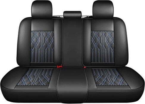 Huidasource Rear Seat Covers, Waterproof Leather Split Bench Back Seat Cover, Vehicle Seat Cushion Cover Protector Universal Fit for Most Cars Sedan Pickup Truck SUV (Back Row/Black&Blue) in Saudi Arabia
