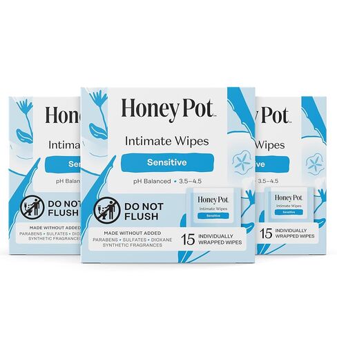 Honey Pot - Feminine Wipes - Daily PH Balancing, Fragrance & Sulfate Free Wipes for Intimate Parts, Body, or Face - Hygiene Products - Cooling 30 ct in Kuwait
