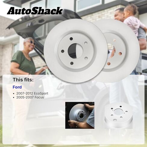 دوارات فرامل أمامية من AutoShack لسيارة Ford، Focus 2005-2007، FWD L4 2.0L 2.3L - مطلية - ArmorStop - 10.94 بوصة (278 مم)، 4 عروات in Kuwait