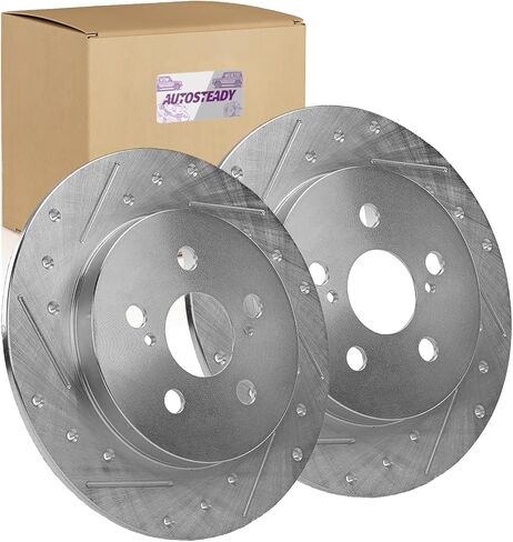 Rear Brake Rotors Replacement for Toyota Corolla 2009 2010 2011 2012 2013 2014 2015 2016 2017 2018 2019 2020 2021 2022, for Toyota Matrix Prius Prime Brakes, Drilled Slotted Rear 10.2" in Saudi Arabia