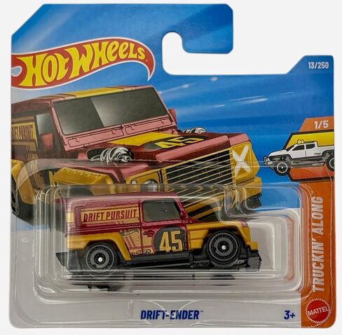 Hot Wheels - Drift-Ender - Truckin' Along 1/5 - JJH90 - بطاقة قصيرة - متسابق الطرق الوعرة المخصص باللون الأحمر رقم 45 - Mattel 2026-1:64 in Kuwait
