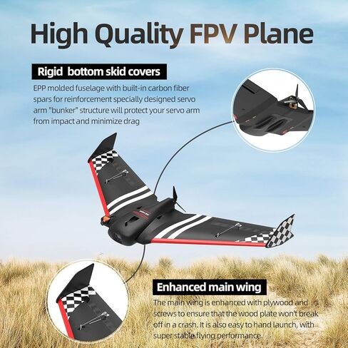 Buddy RC Sonic Modell AR Wing Classic RC Airplane، FPV Plane RC Airplane للبالغين مع جناحيها 900 مم، طائرة RC سهلة التحكم للمهرة (إصدار PNP، أسود) in Kuwait