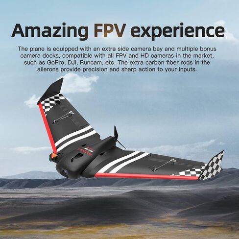 Buddy RC Sonic Modell AR Wing Classic RC Airplane، FPV Plane RC Airplane للبالغين مع جناحيها 900 مم، طائرة RC سهلة التحكم للمهرة (إصدار PNP، أسود) in Kuwait