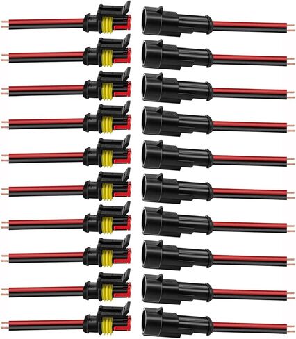 10Pcs Car Waterproof Electrical Connectors, 2 Pin Connector, 16 AWG 2 Wire Connector Male and Female Plug for Car, Truck, Marine and Boat Electrical Wiring in Saudi Arabia