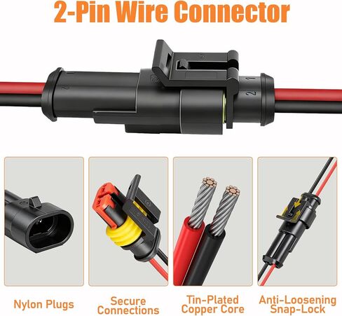 10Pcs Car Waterproof Electrical Connectors, 2 Pin Connector, 16 AWG 2 Wire Connector Male and Female Plug for Car, Truck, Marine and Boat Electrical Wiring in Saudi Arabia