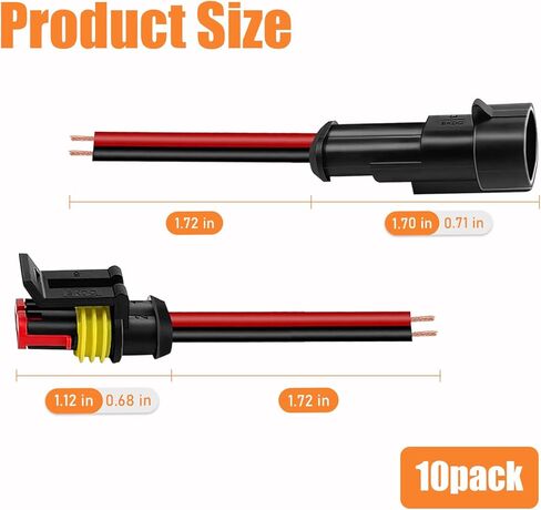 10Pcs Car Waterproof Electrical Connectors, 2 Pin Connector, 16 AWG 2 Wire Connector Male and Female Plug for Car, Truck, Marine and Boat Electrical Wiring in Saudi Arabia