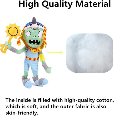 4 PCS PVZ Plant and Zombies Plush Zombies Sets 1 2 Stuffed Soft Toys Wizard Zombie, Sun Zombie, Red Boy Zombie, Sticker Zombie PVZ Figure Doll New in Saudi Arabia