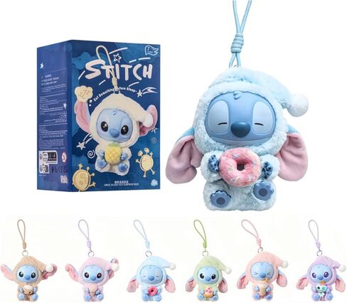 Stitch Eat Something Before Sleep Collection Blind Box Plush Toy Keychain Surprise Vinyl Figures Model Random Design Toy Collection for Bag Decoration Gifts for Friends and Family, Single Box in Kuwait