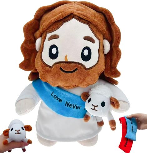 Jesus Holding Lamb Plush Doll – Soft Jesus Plush Doll ，Inspirational Religious Stuffed Toy Shepherd Theme for Kids & Adults，Best Gift for Birthday& Christmas&Easter in Saudi Arabia
