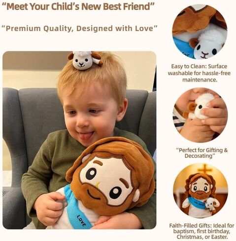 Jesus Holding Lamb Plush Doll – Soft Jesus Plush Doll ，Inspirational Religious Stuffed Toy Shepherd Theme for Kids & Adults，Best Gift for Birthday& Christmas&Easter in Saudi Arabia