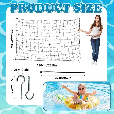71 x 47 in Large Pool Toy Float Storage Net,Hanging Elastic Mesh Net Organizer with 20 Hooks and 20 Cable Ties,Swimming Poolside Fence Holder for Inflatable Floats Rafts Noodles Balls in Saudi Arabia