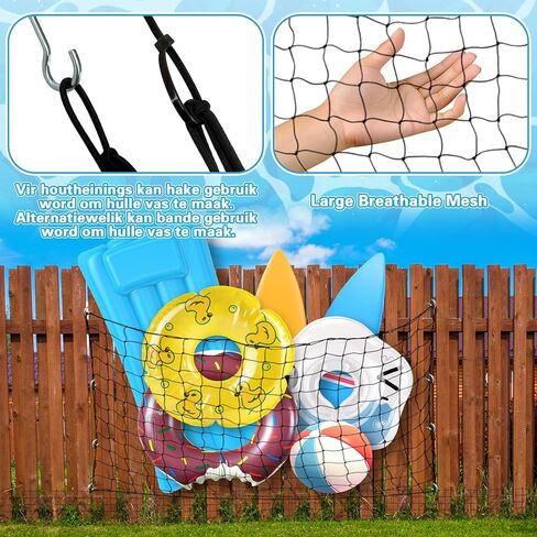 71 x 47 in Large Pool Toy Float Storage Net,Hanging Elastic Mesh Net Organizer with 20 Hooks and 20 Cable Ties,Swimming Poolside Fence Holder for Inflatable Floats Rafts Noodles Balls in Saudi Arabia