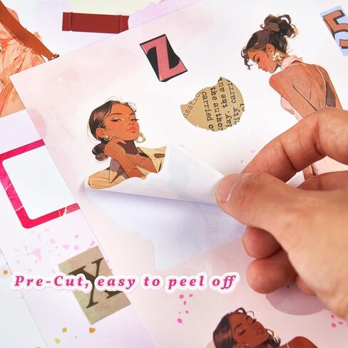 25 Sheets Fashion Black Girl Scrapbook Stickers, Junk Journal Supplies | 200+ Pcs Vinyl Waterproof Aesthetic Inspirational in Saudi Arabia