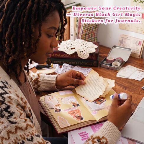 25 Sheets Fashion Black Girl Scrapbook Stickers, Junk Journal Supplies | 200+ Pcs Vinyl Waterproof Aesthetic Inspirational in Saudi Arabia
