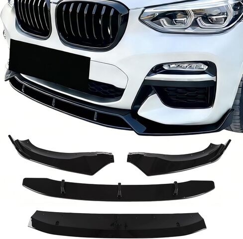 Front Lip Compatible with BMW X3 G01 (2018-2021) X4 G02 (2019-2021) M-Sport Model, ABS Gloss Black Bumper Air Splitter in Kuwait