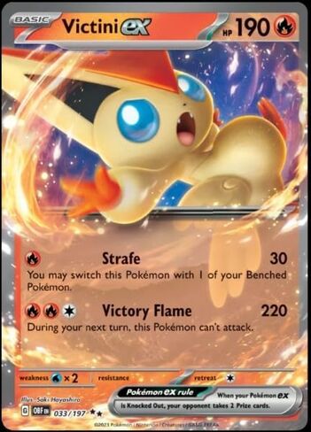 Pokemon - Victini ex 33/197 - Obsidian Flames - Double Rare - Holo Foil Card in Kuwait