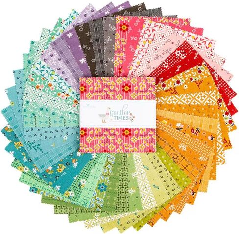 مجموعة Gentler Times Fabric من تصميم Lori Holt of Bee في My Bonnet وIt’s Sew Emma | تصاميم رايلي بليك | القطع المسبقة والأطقم والأفكار الخاصة بخياطة اللحف والخياطة والديكور المنزلي (مكدس مقاس 5 بوصات) in Kuwait