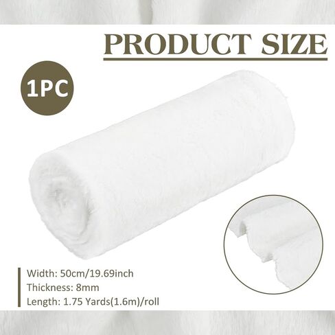 BENECREAT 19.7×63 Inch White Short Hair Faux Fur Fabric, Pre-Cut Craft Fur Fabric, Shaggy Fur Patches for Halloween Christmas Crafts, Costumes, Rugs, Pillows and Decorations in Kuwait