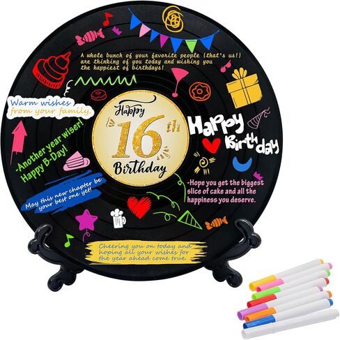 GraduationMall سجل فينيل كتاب ضيوف التخرج، فئة 2026 ديكورات حفلات التخرج، ملصقات مزدوجة بديلة لسجل الزوار هدايا التخرج in Kuwait