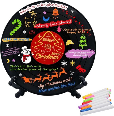 GraduationMall سجل فينيل كتاب ضيوف التخرج، فئة 2026 ديكورات حفلات التخرج، ملصقات مزدوجة بديلة لسجل الزوار هدايا التخرج in Kuwait