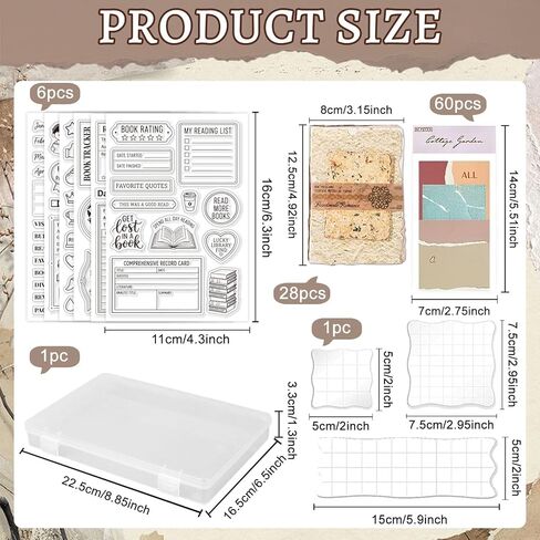 GLOBLELAND 6 Sheets Reading Diary Clear Stamps Set with 3 Pcs Acrylic Blocks and 2 Style Scrapbook Papers for Card Making DIY Scrapbooking Photo Album Decor in Kuwait