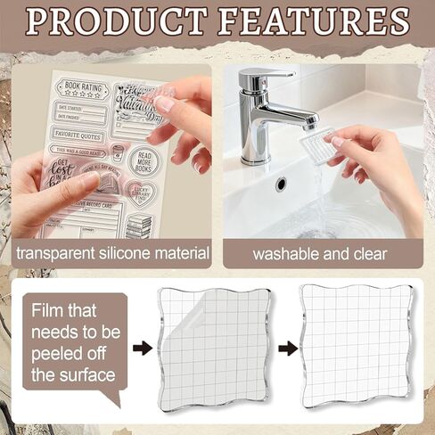 GLOBLELAND 6 Sheets Reading Diary Clear Stamps Set with 3 Pcs Acrylic Blocks and 2 Style Scrapbook Papers for Card Making DIY Scrapbooking Photo Album Decor in Kuwait