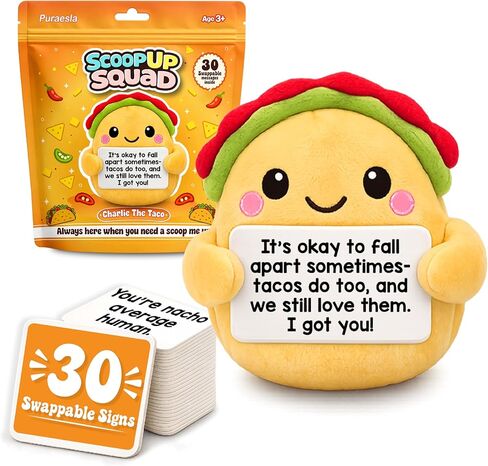 Positive Plush Taco Birthday Gift for Women Men Teacher, ScoopUp Squad Uplifting Affirmation with 30 Cards, Emotional Funny Supportive Messages for Friends, Family, Coworker (Charlie The Taco) in Saudi Arabia