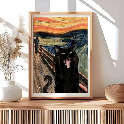 Sanjee Black Cat Diamond Art Painting Kits for Adults Beginner, 5D DIY Animal Round Full Drill Gem Abstract Art Crafts for Home Wall Decor Gift, 12x16inch in Saudi Arabia