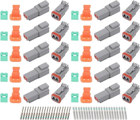 10 Sets 2 Pin Electrical Connector Kit with Terminals Universal DT04-2P DT06-2S IP67 Sealed Plug for 14-20 AWG Wire in Auto, Boat, Motorcycle Projects in Saudi Arabia