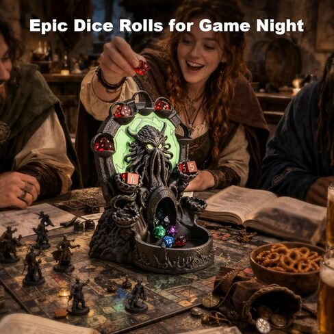 Octopus Monster Dice Tower, 3D Printed Dice Rolling Tower with Tray, Dungeons and Dragons, Tabletop, DND, RPG & Board Games, Unique Table Decoration & Party Surprise Gifts in Saudi Arabia