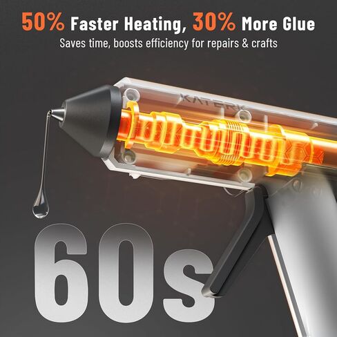 Katerk 60W Full Size Hot Glue Gun, Drip-Free 60s Fast Preheating with 15pcs Large Glue Sticks (7/16"), Heavy Duty Industrial Glue Gun Kit for Arts, Crafts DIY, Repair, Gift, Sealing, Decorating in Saudi Arabia