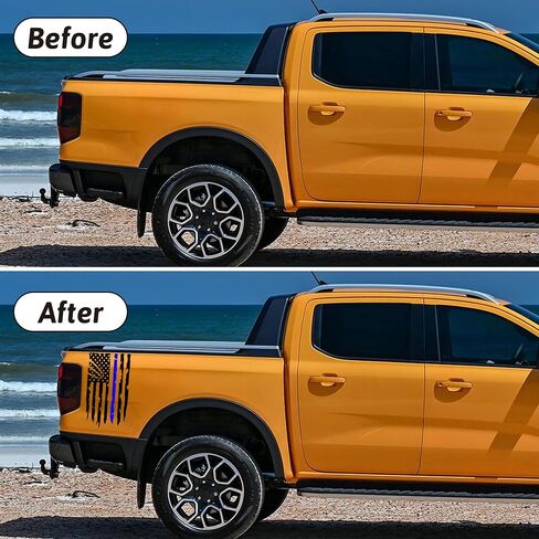 Zhizhong Distressed Truck Rear Tailgate American Flag Vinyl Decal Sticker Compatible with Most Pickup Trucks (11" x 20" Thin Blue Line) in Saudi Arabia