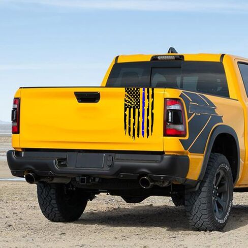 Zhizhong Distressed Truck Rear Tailgate American Flag Vinyl Decal Sticker Compatible with Most Pickup Trucks (11" x 20" Thin Blue Line) in Saudi Arabia