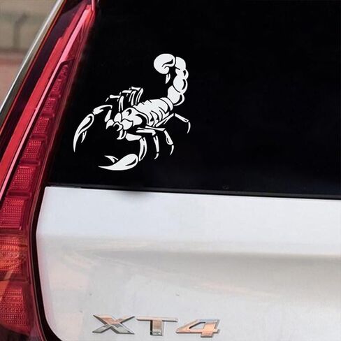 Scorpion Vinyl Decal - 5.5"x5.5" Car Sticker for Motorcycle, Car, Helmet - Edgy Tribal Waterproof Emblem | #AZ13 (White) in Saudi Arabia